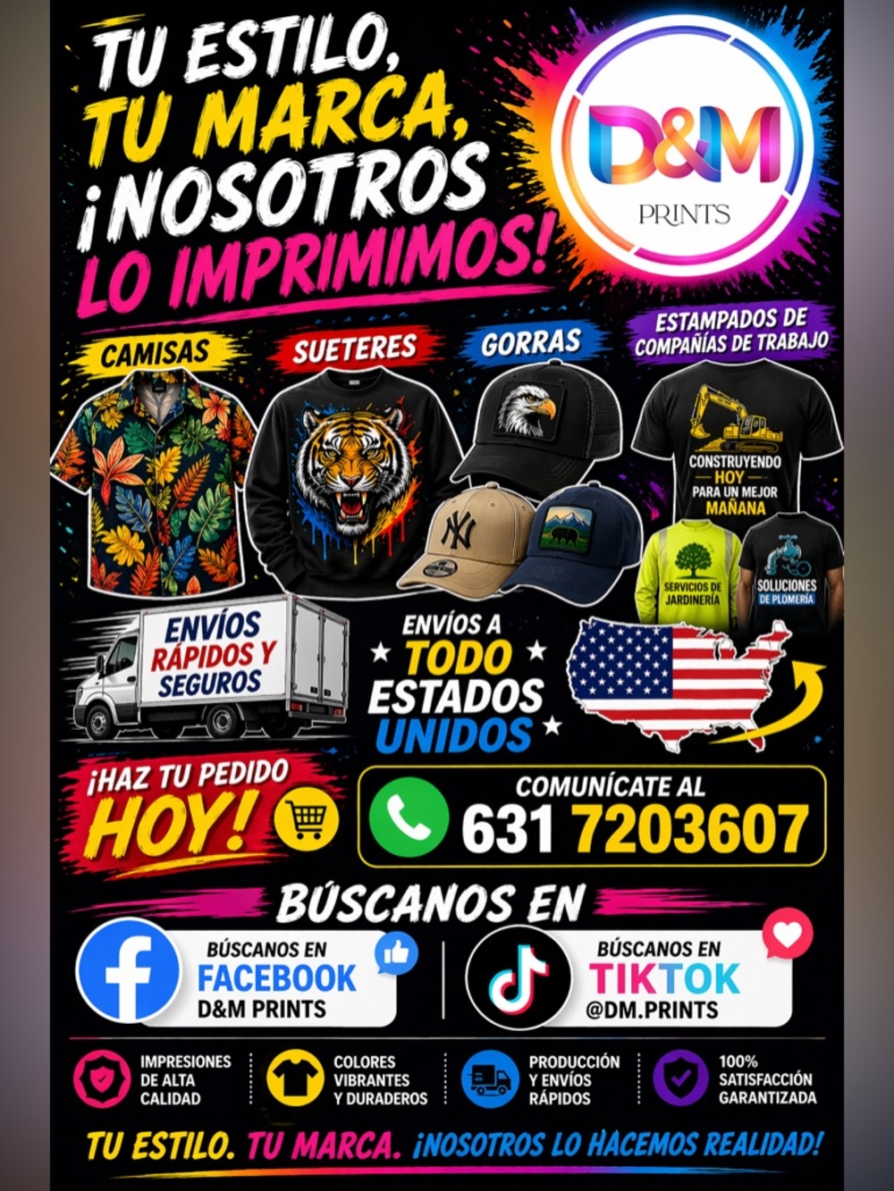 Custom Party Supply Poster - Black & Multicolor